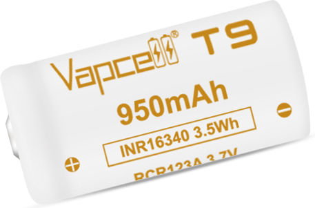 Vapcell 16340 T9 Battery 950mah 3a