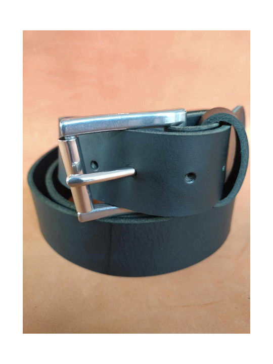 OldSkool Silver Black Men's Men's Leather Wide Belt Black