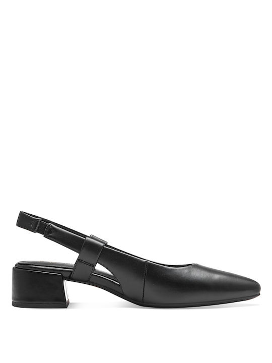 Marco Tozzi Synthetic Leather Black Low Heels with Strap