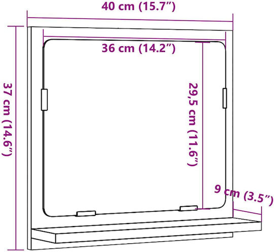 vidaXL Oglindă de Baie cu Raft & Dulap 40x11cm Maro
