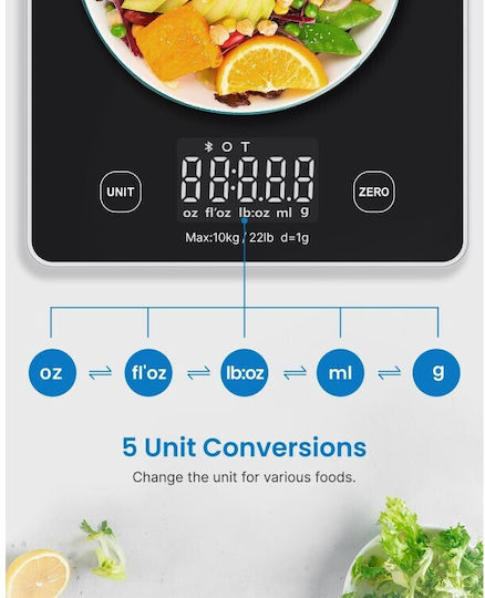 Renpho Ψηφιακή Ζυγαριά Κουζίνας έως 10kg Μαύρη