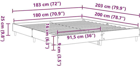 Vidaxl Πλαίσιο Κρεβατιού Χωρίς Στρώμα 180x200cm Επεξεργασμένο Ξύλο 1 Τεμ Διπλό Καφέ