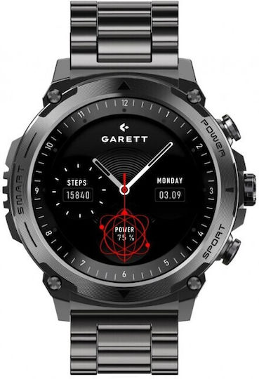Garett Atom Rostfreier Stahl 47mm Smartwatch mit EKG (Schwarz - M/L)
