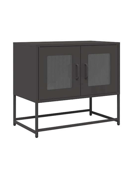 TV Stand Metal Black Velvet-Black Metal L68xW39xH60.5cm