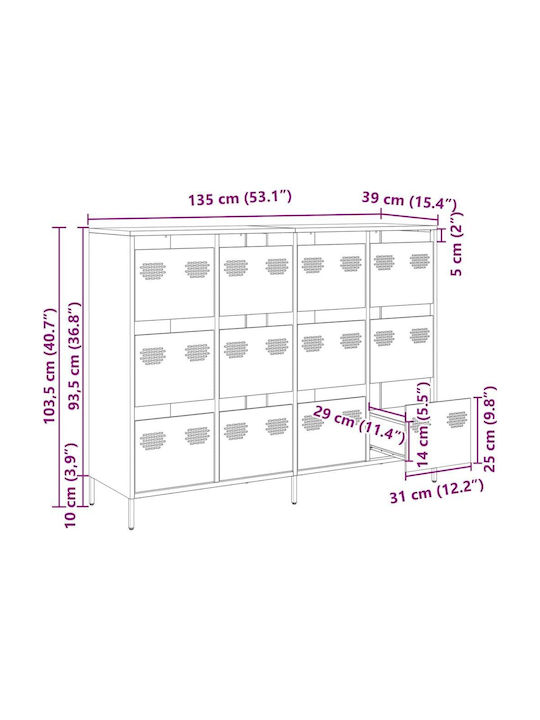 Μπουφές mit Schubladen White 135x39x103.5cm