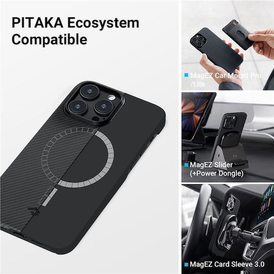 Pitaka Back Cover Δερμάτινο Μαύρο (iPhone 16 Pro)
