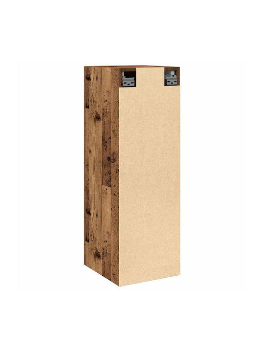 Hanging Living Room Cabinet made of Particle Board with Lighting Brown 30.5x30x90cm
