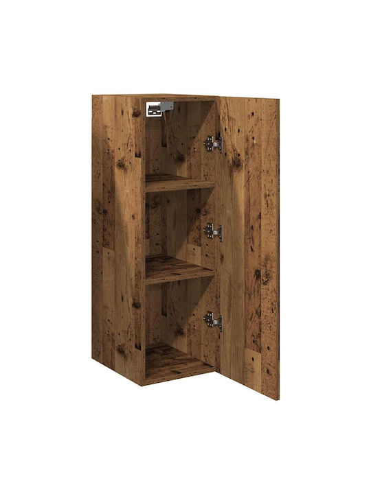 Hanging Living Room Cabinet made of Particle Board with Lighting Brown 30.5x30x90cm