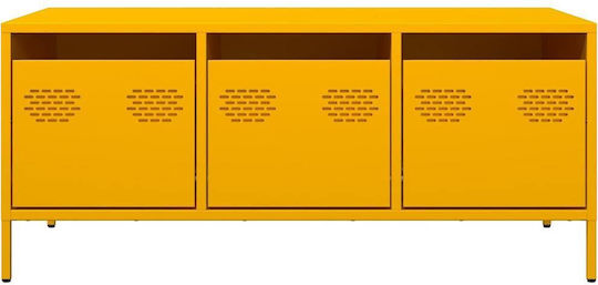 Rectangular Central Metal Coffee Table with Drawers Yellow Mustard M101.5xD50xH43.5cm