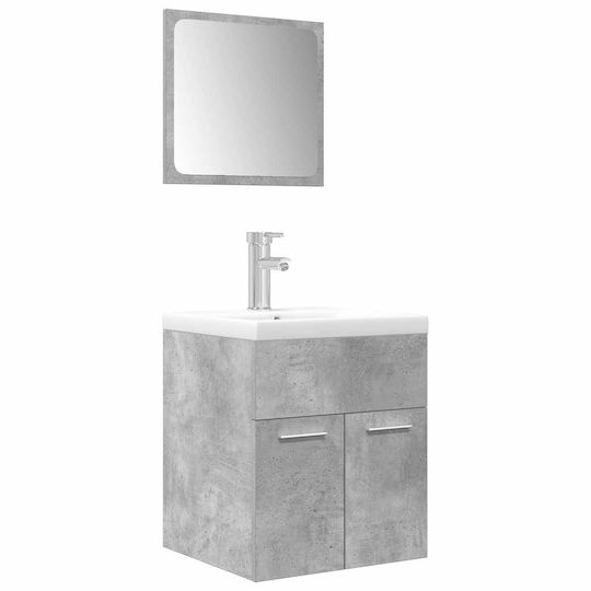 vidaXL Bench with Washbasin & Mirror L42xW18xH39cm Grey Concrete