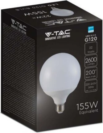 V-TAC LED Bulb 22W 160mm for Socket E27 and Shape G120 Cool White 2600lm