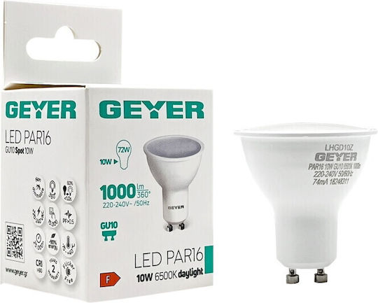Geyer LED-Lampe 10W für Fassung GU10 und Form PAR16 Kühles Weiß