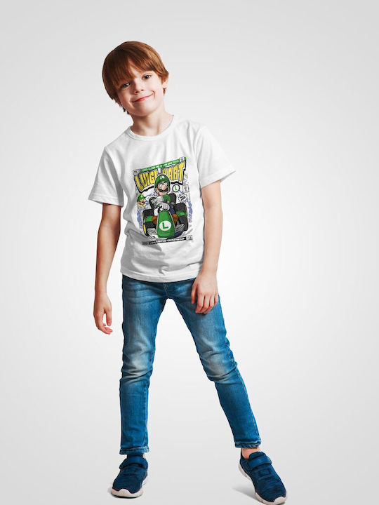Kids' T-shirt White Luigi Karting