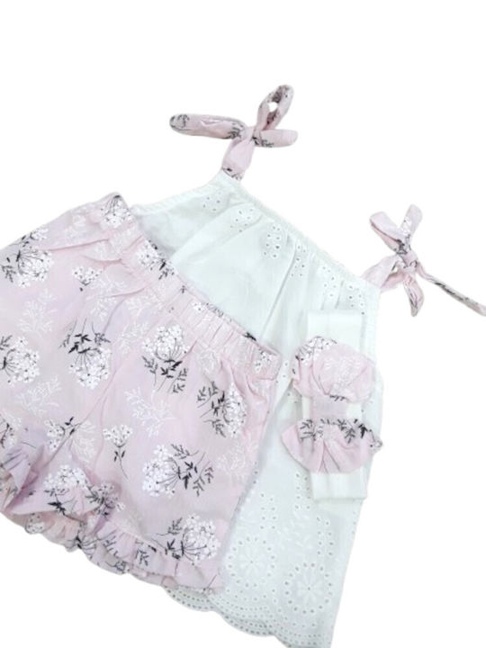 Domina Παιδικό Σετ με Σορτς White, Pink 2τμχ