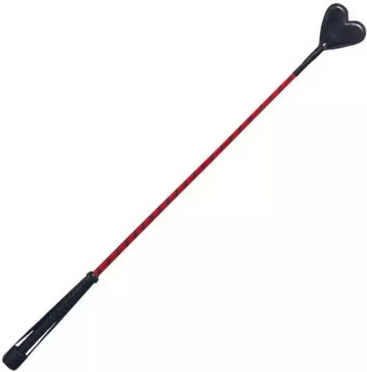 Devil Sticks Heart Crop Polished Grain Leather Paddle in Red Color