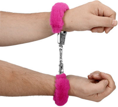 Shots Furry Metal Hand Χειροπέδες σε Ροζ Χρώμα