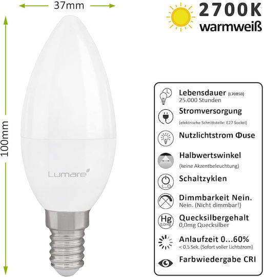 Becuri LED 5W Pentru Bază De Bec E14 Alb Rece 10 Bucăți