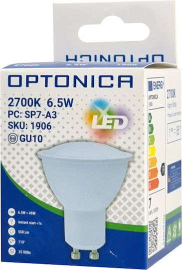 Optonica LED-Lampe 6.5W für Fassung GU10 Warmes Weiß 550lm