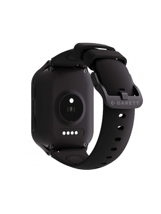 Garett Smartwatch pentru copii cu GPS și curea din cauciuc/plastic Negru