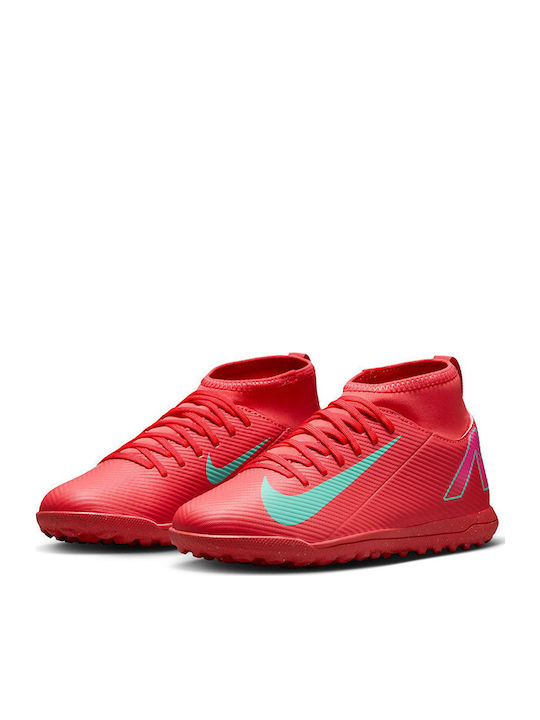 Mercurial Superfly 10 Club TF Kids Soccer Cleats & Shoes with Turf Ember Glow / Aurora Green