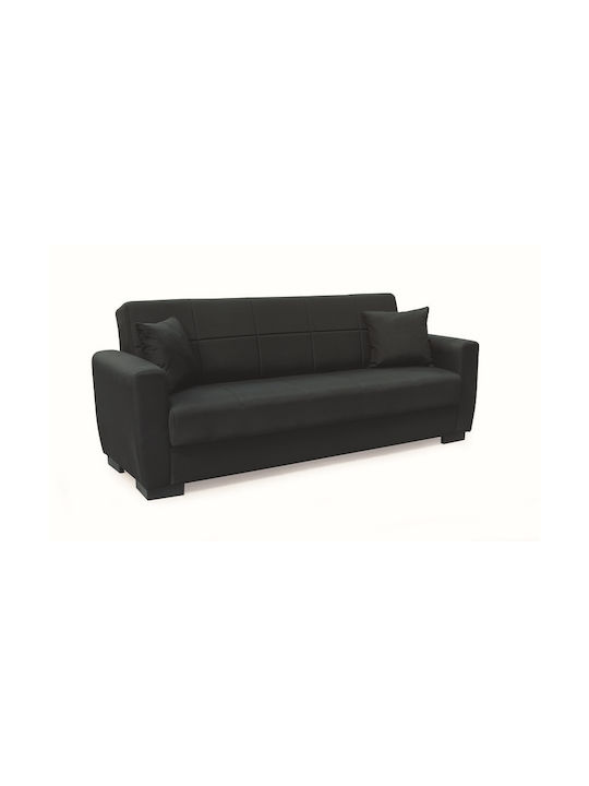 Anima Three-Seater Couch Bed with Storage Space Black 210x80x36 cm