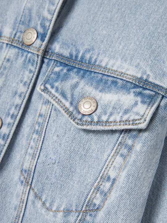 Kids Long Denim Jacket Light Blue