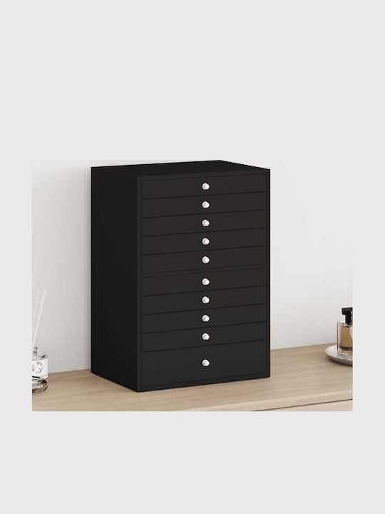 vidaXL Metallic Jewellery Box with Drawer Black 29x20.5x40.5cm