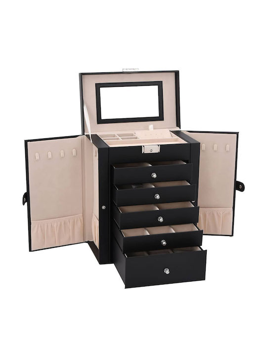vidaXL Black Jewellery Box with Mirror