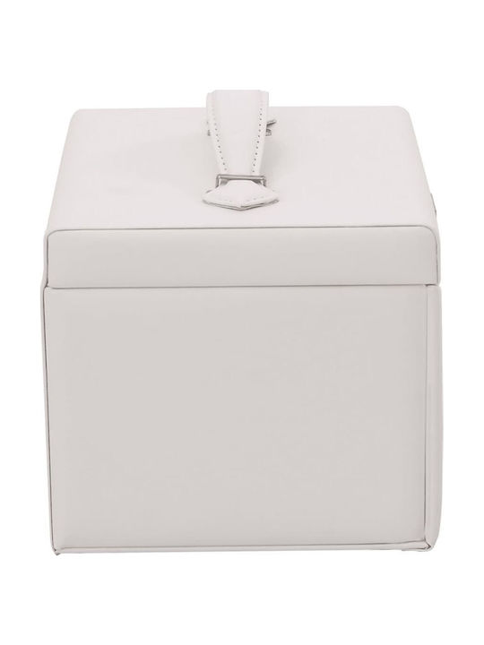 vidaXL Travel Jewellery Box Velvet with Mirror White 22.5x17.5x16.5cm
