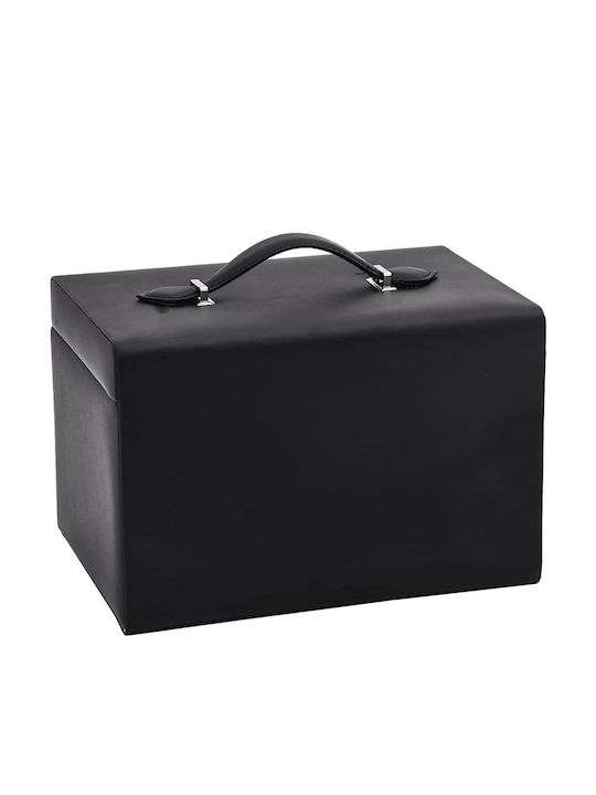 vidaXL Samt Schmuckkästchen mit Spiegel Schwarz 26x18x17.5cm