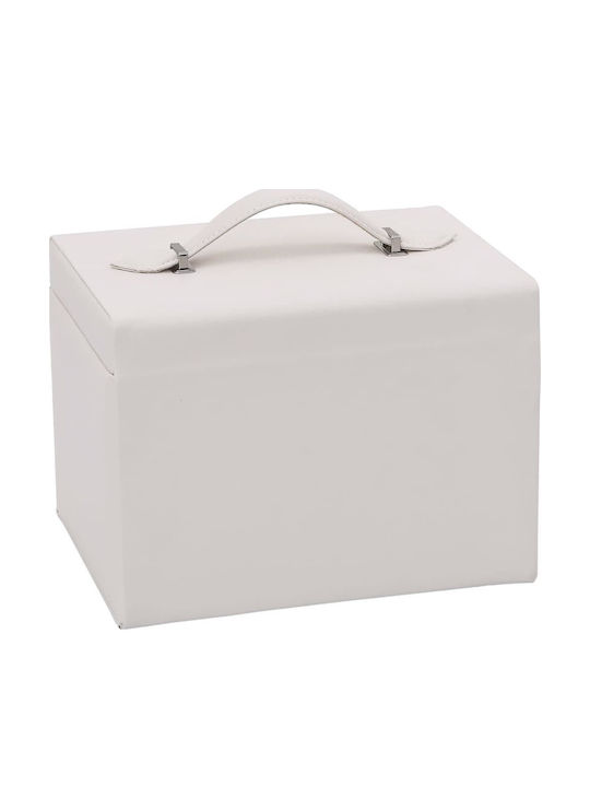 vidaXL Travel Jewellery Box Velvet with Mirror White 22.5x17.5x16.5cm