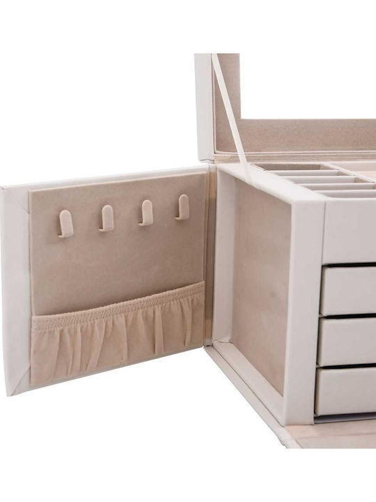 vidaXL Travel Jewellery Box Velvet with Mirror White 22.5x17.5x16.5cm