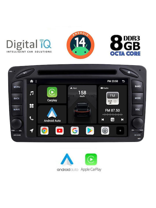 Digital IQ Car-Audiosystem für Mercedes-Benz C Klasse 1999-2004 (Bluetooth/USB/AUX/WiFi/GPS/Apple-Carplay/Android-Auto) mit Touchscreen 7"