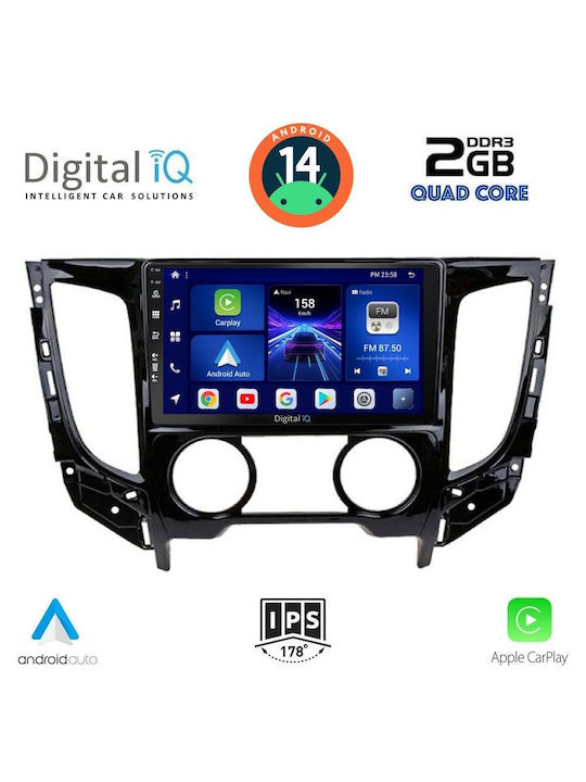 Digital IQ Car Audio System for Mitsubishi L200 2015 with A/C (Bluetooth/USB/AUX/WiFi/GPS/Apple-Carplay/Android-Auto) with Touch Screen 9"