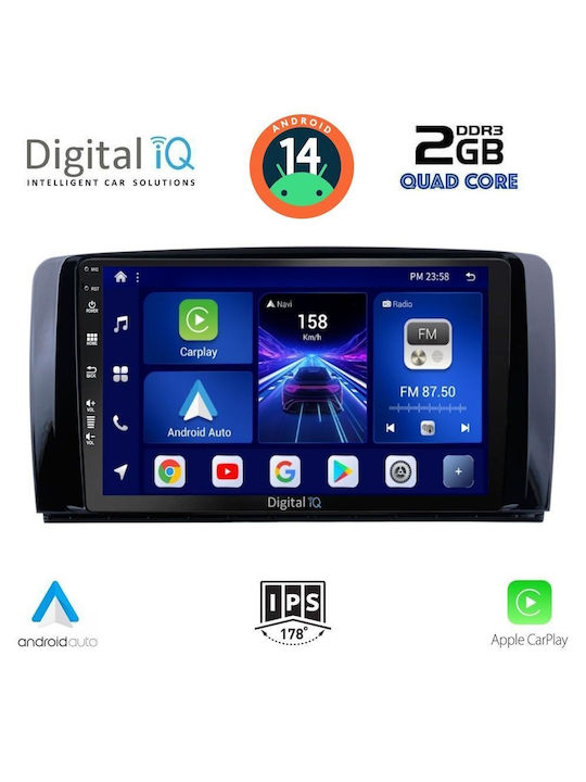 Digital IQ Car Audio System for Mercedes-Benz R-Class 2006-2015 (Bluetooth/USB/AUX/WiFi/GPS/Apple-Carplay/Android-Auto) with Touch Screen 9"