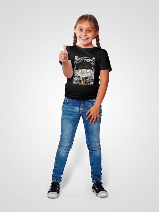 Παιδικό T-shirt Black Leonardo Da Vinci