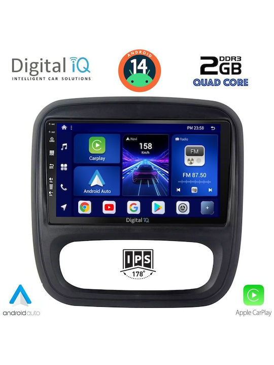 Digital IQ Car Audio System for Opel Vivaro Renault Trafic Nissan NV300 2014 (Bluetooth/USB/AUX/WiFi/GPS/Apple-Carplay/Android-Auto) with Touch Screen 9"