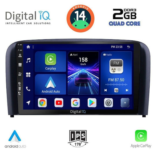 Digital IQ Ηχοσύστημα Αυτοκινήτου για Volvo S80 1998-2006 (Bluetooth/USB/AUX/WiFi/GPS/Apple-Carplay/Android-Auto) με Οθόνη Αφής 9"