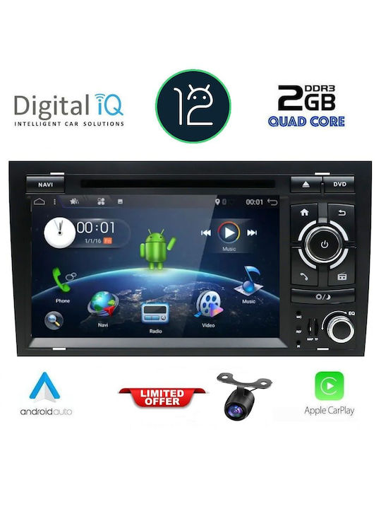 Digital IQ Sistem Audio Auto pentru Audi A4 2002-2008 (Bluetooth/USB/AUX/WiFi/GPS/Apple-Carplay/Android-Auto/Partitură) cu Ecran Tactil 7"