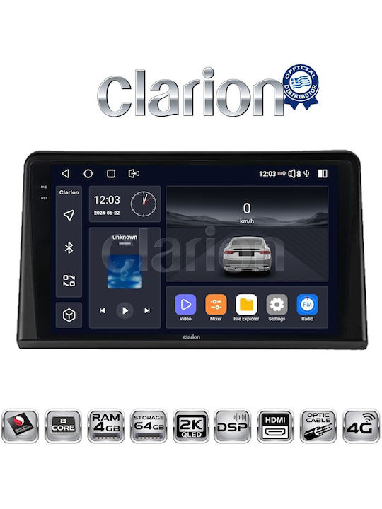 Clarion Car Audio System for Renault Express 2023 > (Bluetooth/USB/WiFi/GPS/Apple-Carplay/Android-Auto) with Touch Screen 9"