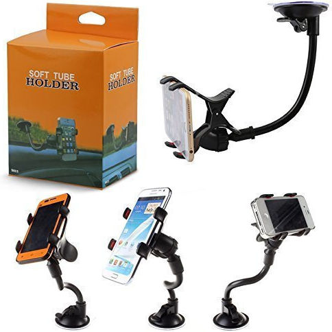 Soft Tube Holder Car Mobile Mount with Clip-Peg Black