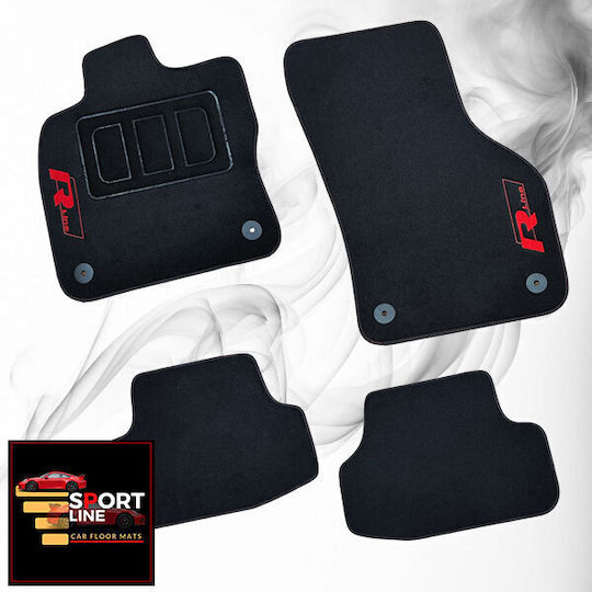 Volkswagen Golf 7 2012-2019 Carpet Mats Sport Line Black With Red Stitching Red Embroidery R-line Set of 4 Pieces