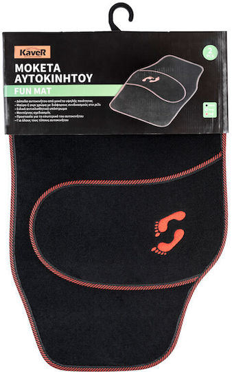 Kaver Μπροστινά Πατάκια 2τμχ Κόκκινο / Μαύρο