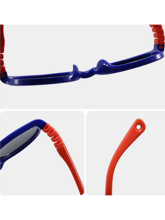 Techsuit Στρογγυλά Παιδικά Γυαλιά Ηλίου με Polarized Φακό Μπλε για 3-12 Ετών