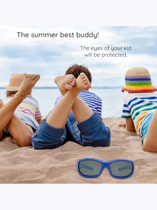 Techsuit Sonnenbrille Polarisiert 800-c28 Sport Typ Flexibel Kinder Zwischen 3-12 Jahren Dunkelblau Himmelblau