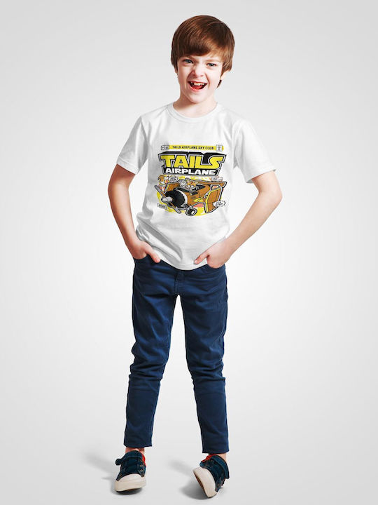 Kids' T-shirt White Sonic Tails Airplane