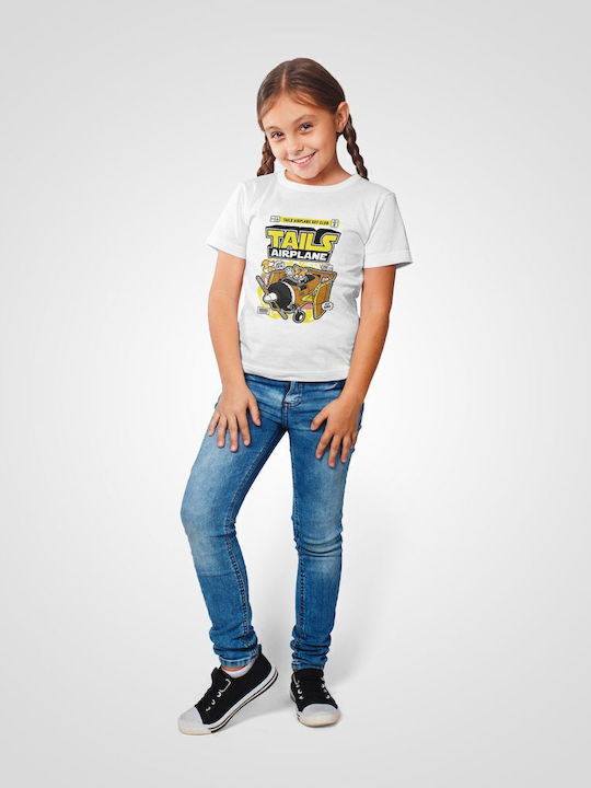 Kids' T-shirt White Sonic Tails Airplane