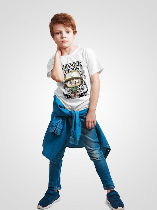 Kinder-T-Shirt White Stranger Things Dustin Seltsame Dinge Dustin