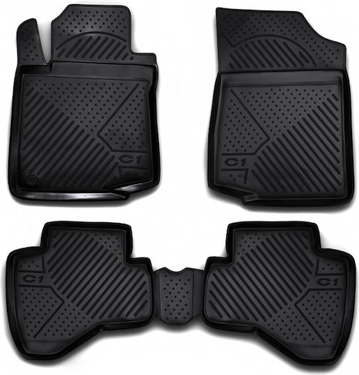 Novline Set of Front and Rear Mats 4pcs Tray Type for Citroen C1 Black