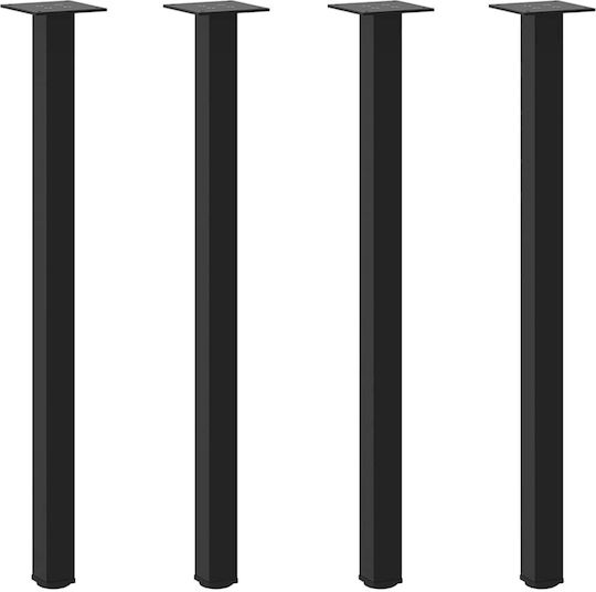 vidaXL Metallic Furniture Leg 4 Pieces Suitable for Table / Coffee Table / Office 72cm Black